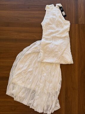 Fashion Nova White Embroidered Halter Midi Dress